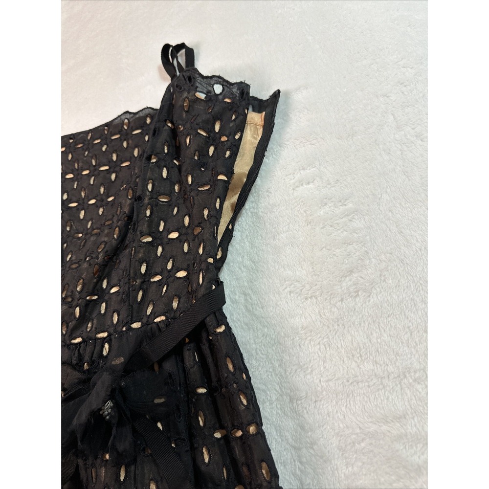 Laundry Shelli Segal Dress Womens Size 6 Black Eyelet Nude Lining Strappy - Picture 15 of 16